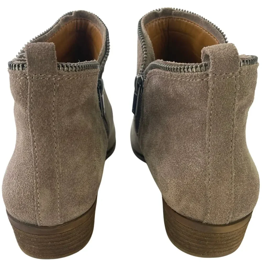 Lucky Brand Women Bartalino Tan Leather Suede Dual Zip 1.5
